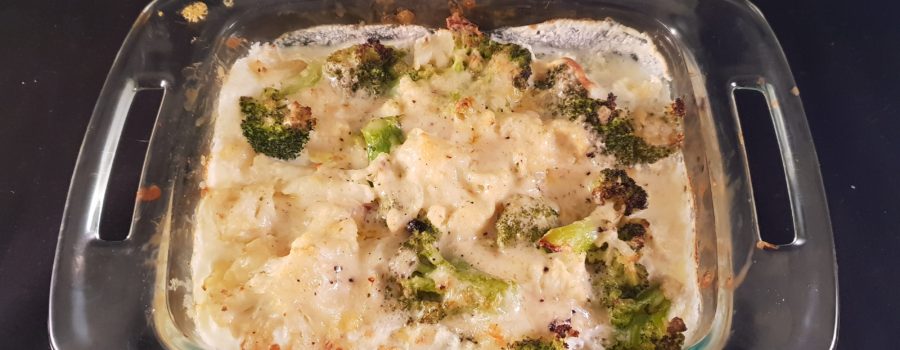 Cauliflower and Broccoli Cheesy Bake